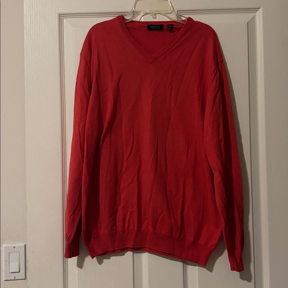 Barneys New York Vibrant Orange/Red Knit Cotton Sweater Sz M